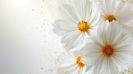 Fototapeta premium Picture White flower group surface, beautiful pattern, White flower background, Ai generated image