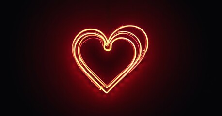 Happy Valentine's Day.Futuristic Neon lighting in the shape of a heart in colorful colors of red,pink. Product concept, cosmetics, advertising, award ceremony.