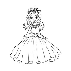 Fototapeta premium Little Princess Coloring page for kids