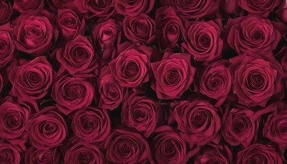 Deep bordeaux red roses top view background  - obrazy, fototapety, plakaty