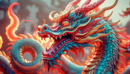 Obraz premium Beautiful fantasy dragon. Year of the Dragon according to the eastern horoscope
