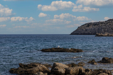 Seascape in the town of Faliraki in Greece on the island of Rhodes..​