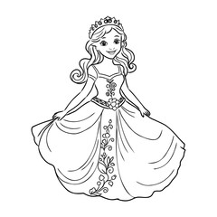 Fototapeta premium Little Princess Coloring page for kids