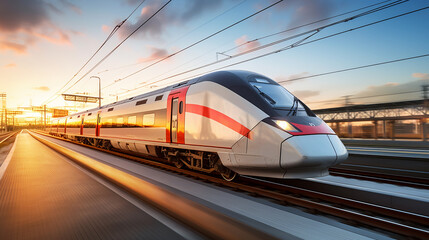 High speed passenger train, AI Generative.