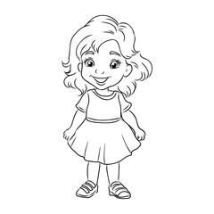 Girl cartoon,vector illustration isolated on white background,coloring book pages.