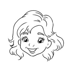 Girl cartoon,vector illustration isolated on white background,coloring book pages.