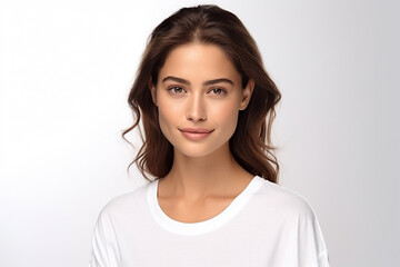 Happy woman with white shirt created with Generative AI