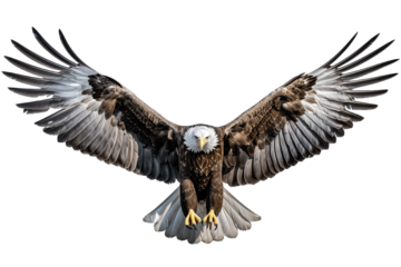 The Eagle land by flapping their wings On Transparent Background