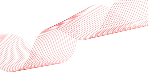Fototapeta premium Abstract background with waves for banner. Web banner size. Vector background with lines. Element for design isolated on white. Red color. Brochure