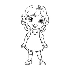 Girl cartoon,vector illustration isolated on white background,coloring book pages.