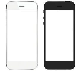 Front view of Smartphone with transparent screens, Smartphone mockup isolated on white or transparent background.