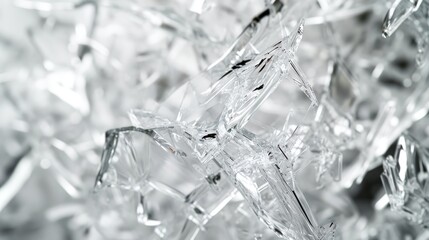  a close up view of a bunch of clear glass pieces that are hanging from the ceiling of a building in the city.