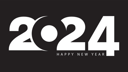 Happy new year 2024. New year thematic design concept. 2024 negative space Typography. Greeting concept for 2024 new year celebration.