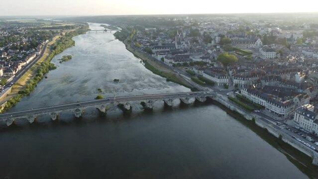 Drone View - Blois - Loire Valley - France - Sunset