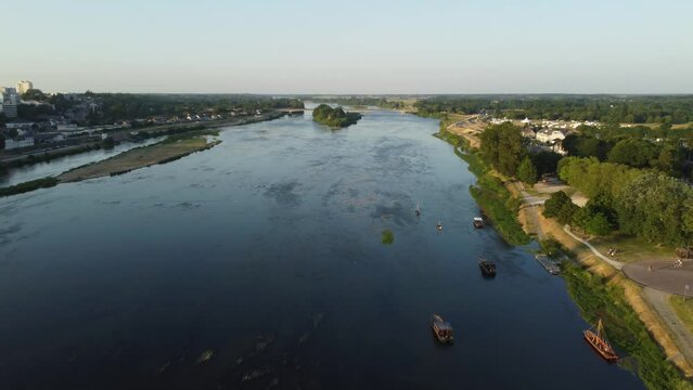 Drone View - Blois - Loire Valley - France - Sunset