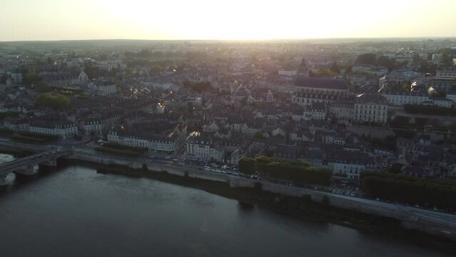 Drone View - Blois - Loire Valley - France - Sunset