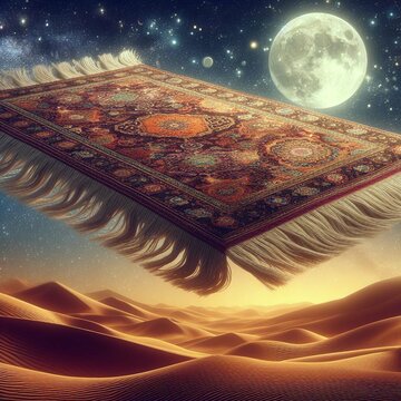 Carpet plane. Illustration for websites and much more. Created using generative ai tools.