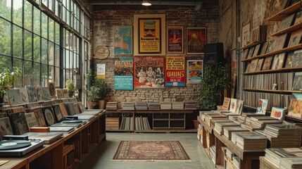 magasin de disques vinyles dans les années 80 vintage