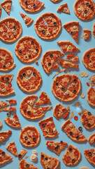 Many pizzas on a plate ai created