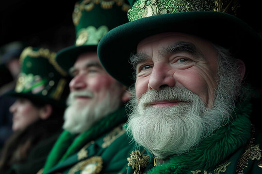 Smiling man in festive green Irish attire Generative AI image