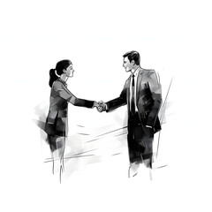 Corporate negotiation with two people shaking hands isolated on white background, sketch, png
 - obrazy, fototapety, plakaty