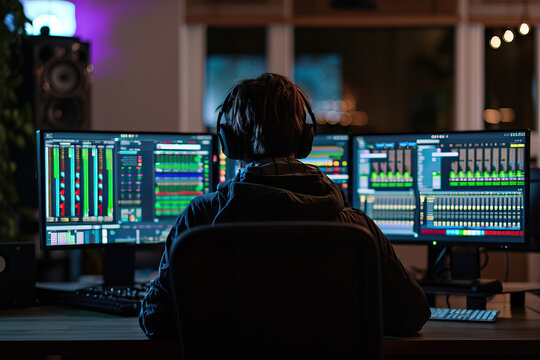 Nighttime Data Analyst at Workstation. Generative AI.