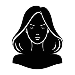 Woman silhouette vector logo, isolated on white.