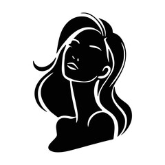 Woman silhouette vector logo, isolated on white.