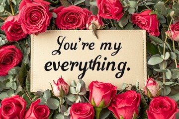 Valentines Day Card with Text: You are my everything.