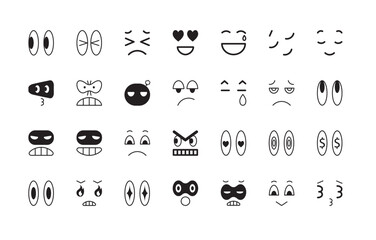 Vector icons, eye, mono, line art, emoji