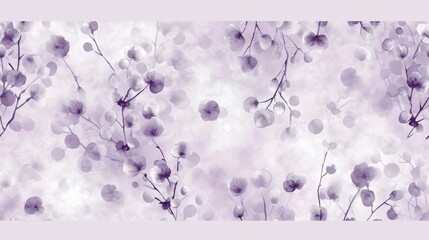  a close up of a purple and white wallpaper with a pattern of leaves and branches on a light purple background.