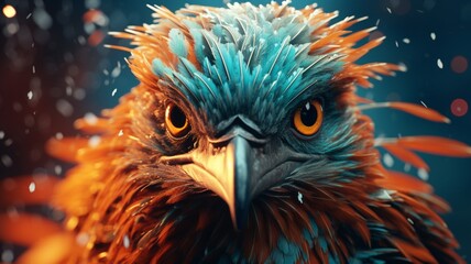 Obraz premium Beautiful blue eagle face shot Ai generated art