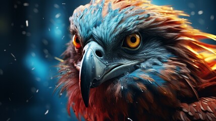 Beautiful blue eagle face shot Ai generated art - obrazy, fototapety, plakaty