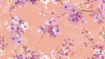  a close up of a pink background with purple and white flowers on a pink background with white and purple flowers on a pink background.