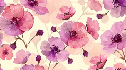  a watercolor painting of pink and purple flowers on a white background with pink and purple flowers on a white background.