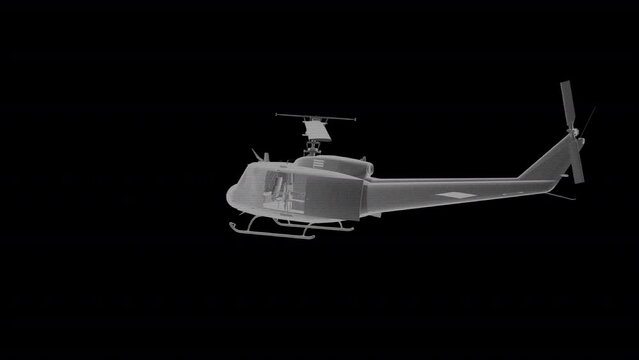 3D animated UH 1  helicopter bell Proffesional military pack aplha matte
