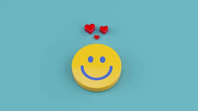 Depression versus Happiness Mental Well being concept with sad smiley face and happy emoticon with heart pumping