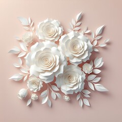 3d mural wall frame wallpaper, simple floral background. light modern flowers for home wall decor. Beautiful Background with Flower