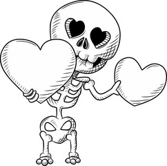 Cute black and white skull share love vector image, valentine collection, skull collection