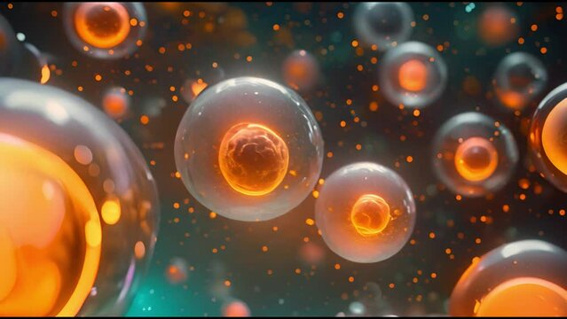 3D Animation of Cell division under a microscope. Dividing and Multiplying Cells. Cell mitosis concept. Inside Human Body. Human cells moving life