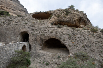 Caminito Del Rey (Royal Trail) is a mountain path along steep cliffs in Gorge Chorro, Malaga, Andalusia, Spain