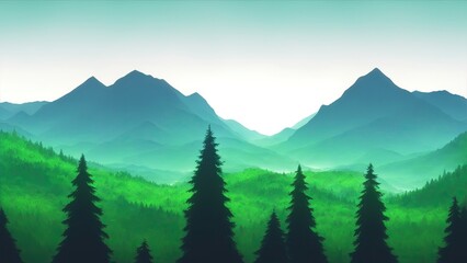 Forest mountains nature adventure travel background Landscape