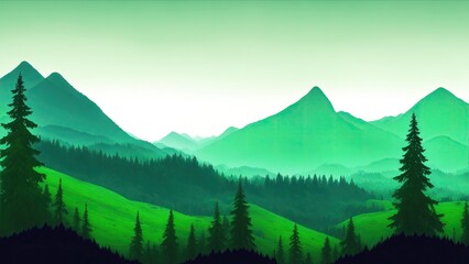 Forest mountains nature adventure travel background Landscape