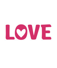 Valentine’s Day love typography on plain white transparent isolated background for card, shirt, hoodie, sweatshirt, apparel, tag, mug, icon, poster or badge