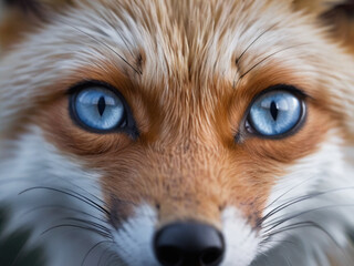 A photograph of a close-up on the piercing eyes of a fox. ai generative