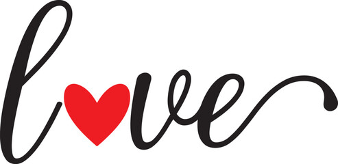 Valentine’s Day love typography text on plain white transparent isolated background for card, shirt, hoodie, sweatshirt, apparel, tag, mug, icon, poster or badge