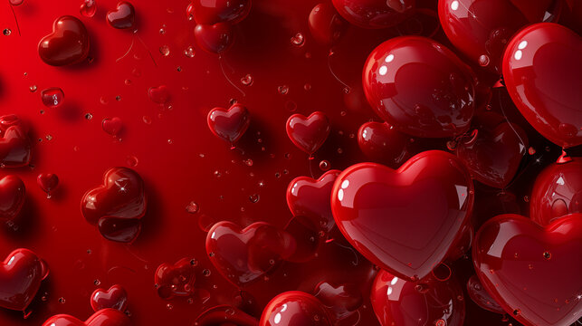 3d render of valentine's day background with red hearts