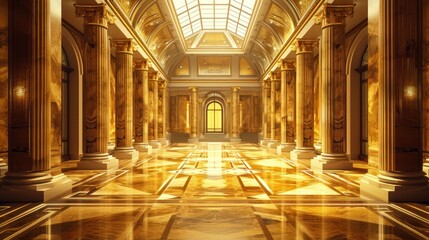  an image of a hallway that looks like it is going to be built in a palace or a hotel or hotel.