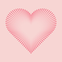 Pink heart dotted vector clipart - love romantic exploding heart shape halftone dots burst illustration