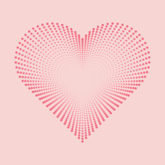 Pink heart dotted vector clipart - love romantic exploding heart shape halftone dots burst illustration